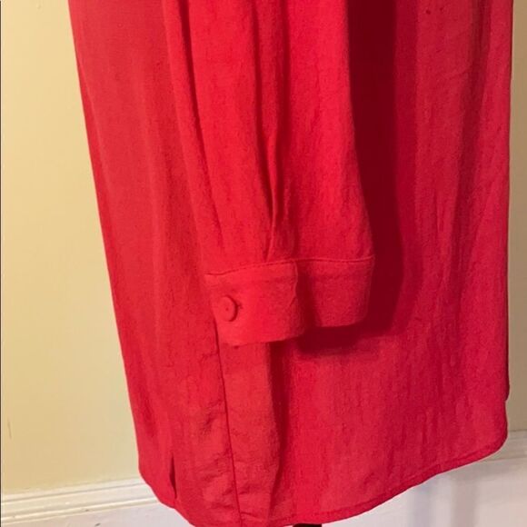 Red BCBG Levin long sleeve shirtdress XS Christmas party holiday party - Picture 7 of 11